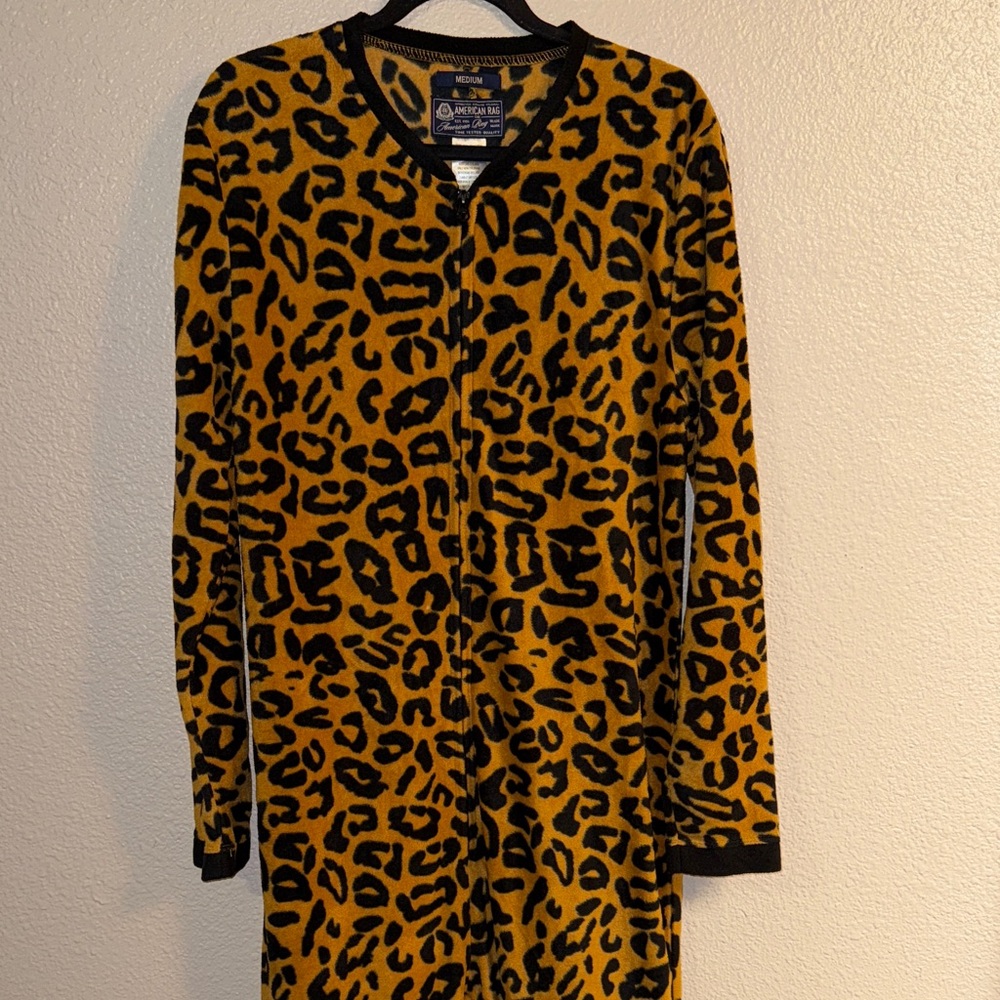 American Rag Leopard Print Jumpsuit - Black and Gold